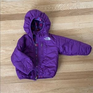 Purple reversible North Face coat 6-12 months